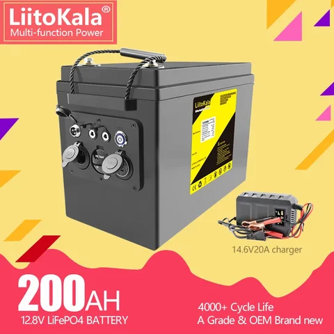 Аккумуляторная батарея LiitoKala, литий-железо-фосфатный аккумулятор 12 В, 300 Ач, 150 Ач, 200 ач, для домов на колесах, камер для гольфа, внедорожников, внедорожников, солнечных батарей, с выходом USB Type-C, QC3.0