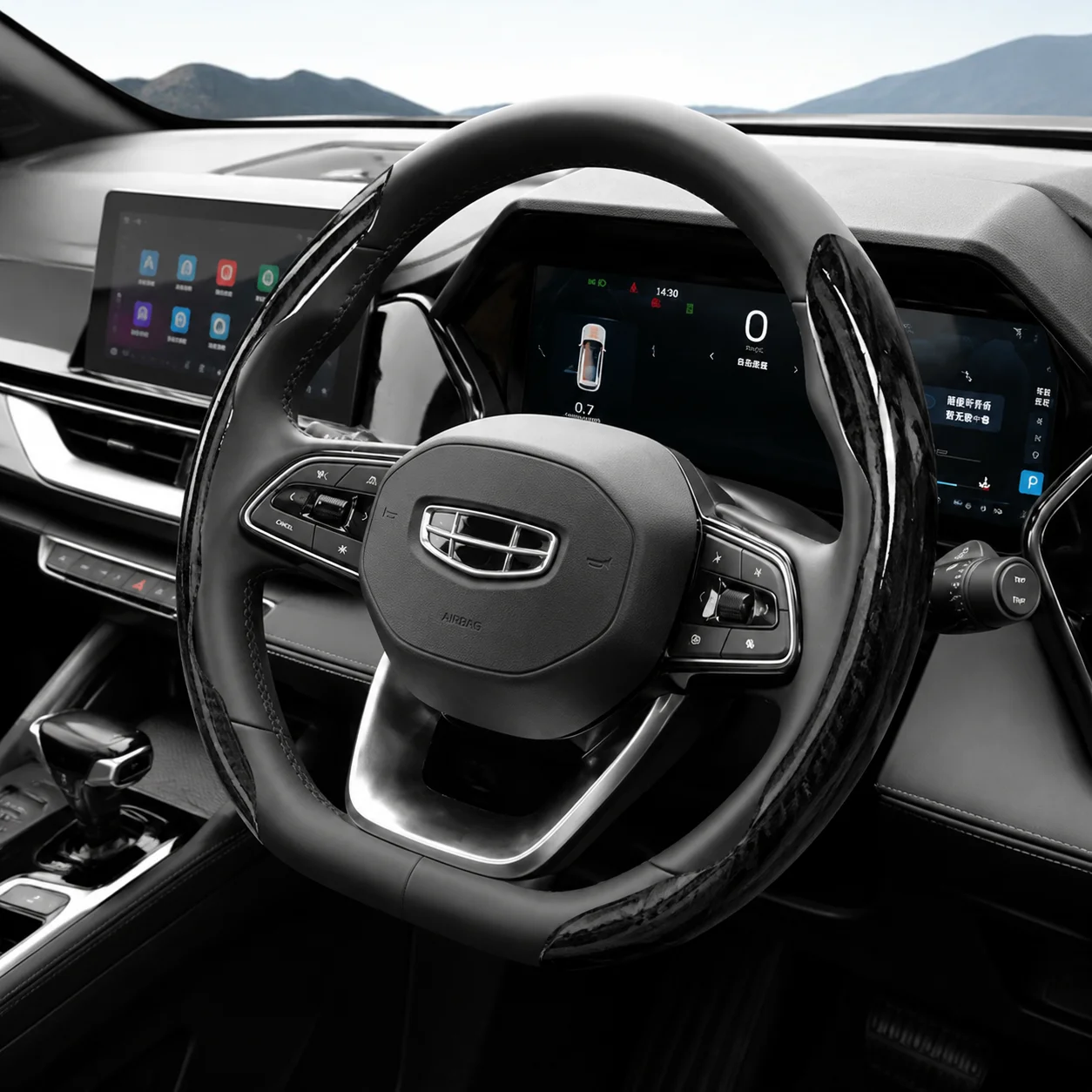 Фото Подходит для Geely: чехол на руль с текстурой карбона для Monjaro, Coolray, Binyue, Emgrand, Okavango, Starray, Galaxy №1