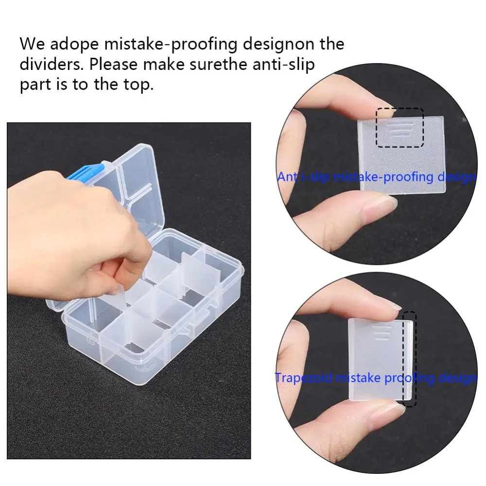 4pcs/set Rectangle Clear Plastic Storage Jewelry Box Compartment Organizer for Beads Earrings Crafts Containers Case