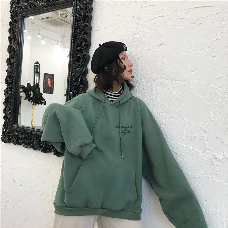 

Женские мягкие простые универсальные пуловеры с надписью и карманами, толстовки с капюшоном, теплые женские толстовки из плотного бархата