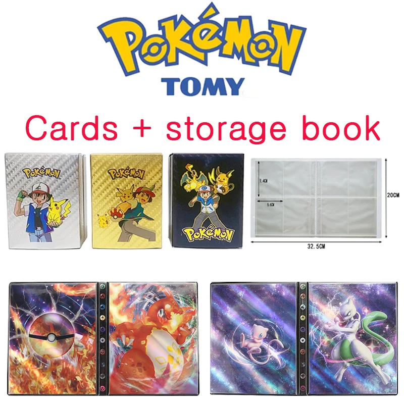 

165pcs Black/Gold/Silver Spanish Pokémon Collection Card 30 Pages Can Hold 240 Cards Book Pocket Monster Game Storage Book
