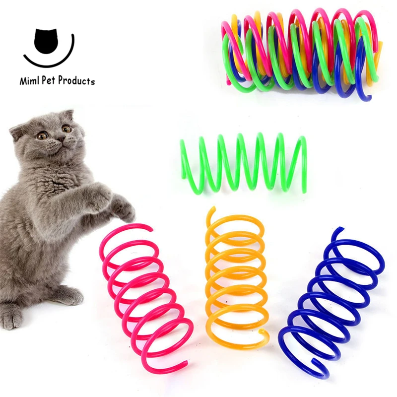 

4PCS Cats colorful plastic spring cat toys durable boredom relievers self-help teasing cat jumping bouncy cat toys