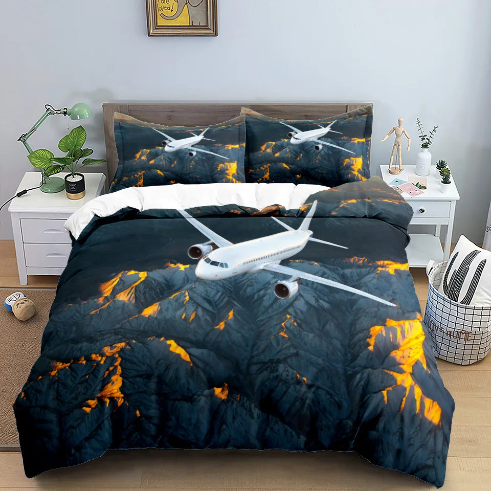 

Teens Kids Home Living High Quality 3D Aviation Aircraft Print Comforter Quilt Cover Set 2/3pcs Single Twin Size Bedroom Bedding