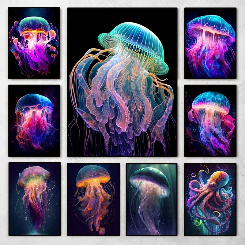 Абстрактная Осьминог Медуза Роскошная Картина на холсте морская фотография