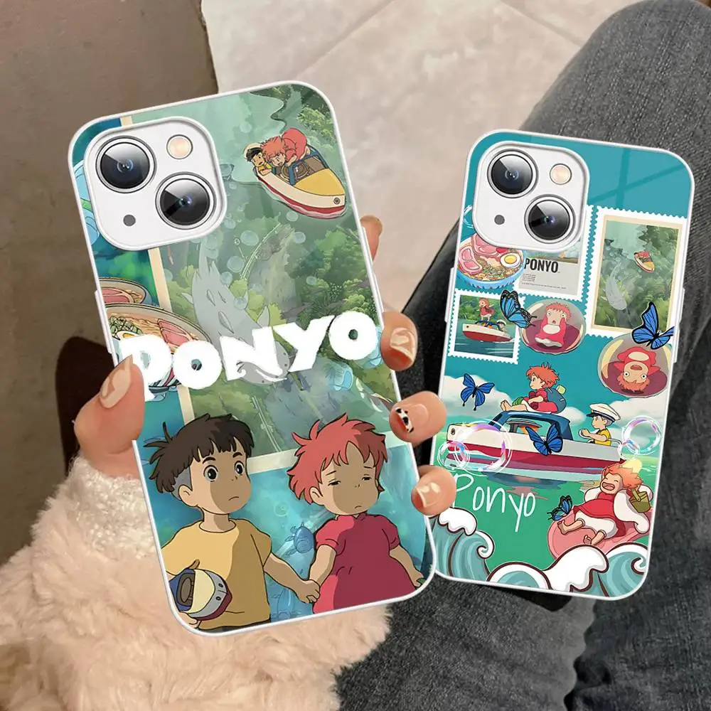 Фото Защитное стекло Cute P-Ponyo Movie On The Cliff для iPhone 14, 13, 12, 11 Pro, Mini, XS MAX, 14Plus, X, XS, XR №1