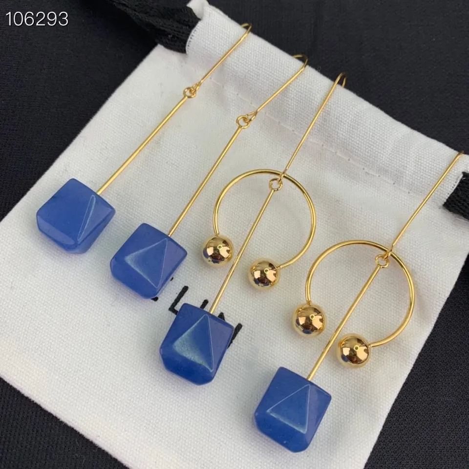 

Европейские и американские простые серьги из лазурного камня