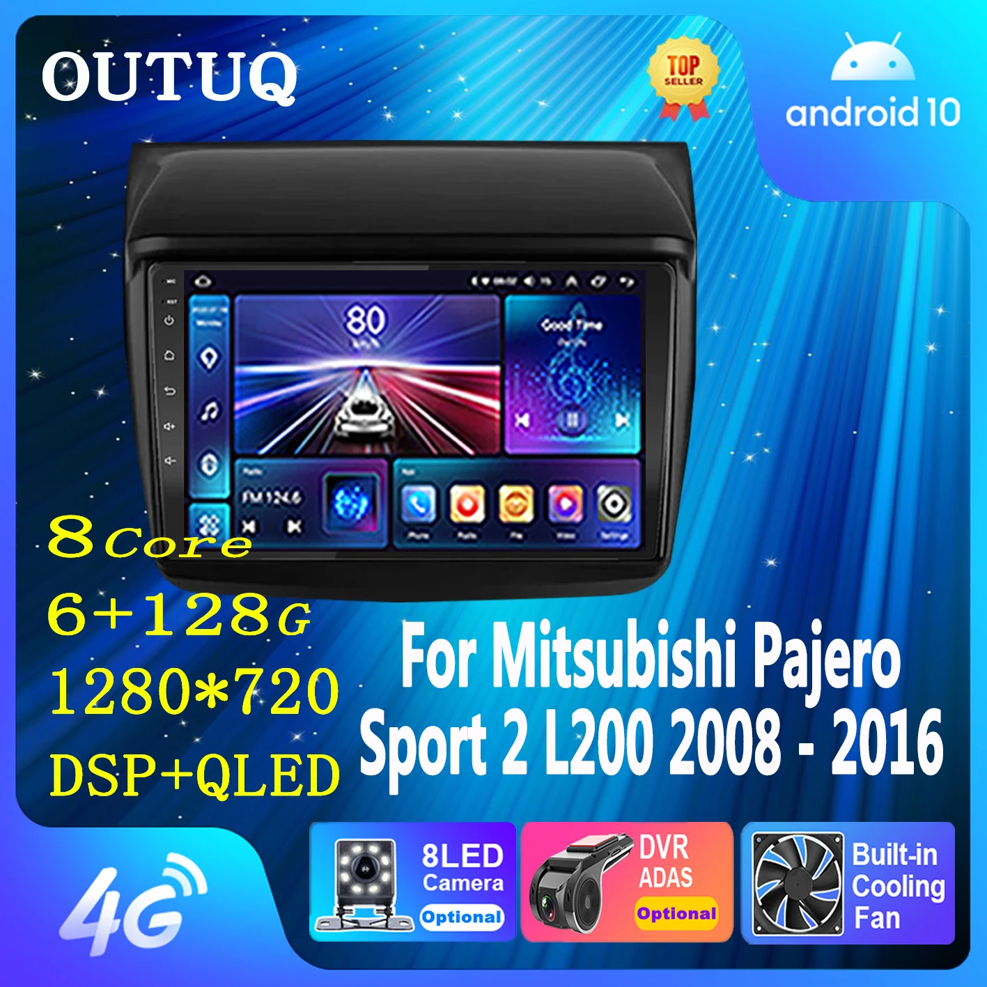 

Cooling Fan 2DIN Auto Car Multimedia Video Player Carplay GPS Navigation for Mitsubishi Pajero Sport 2 L200 Triton 2008 - 2016