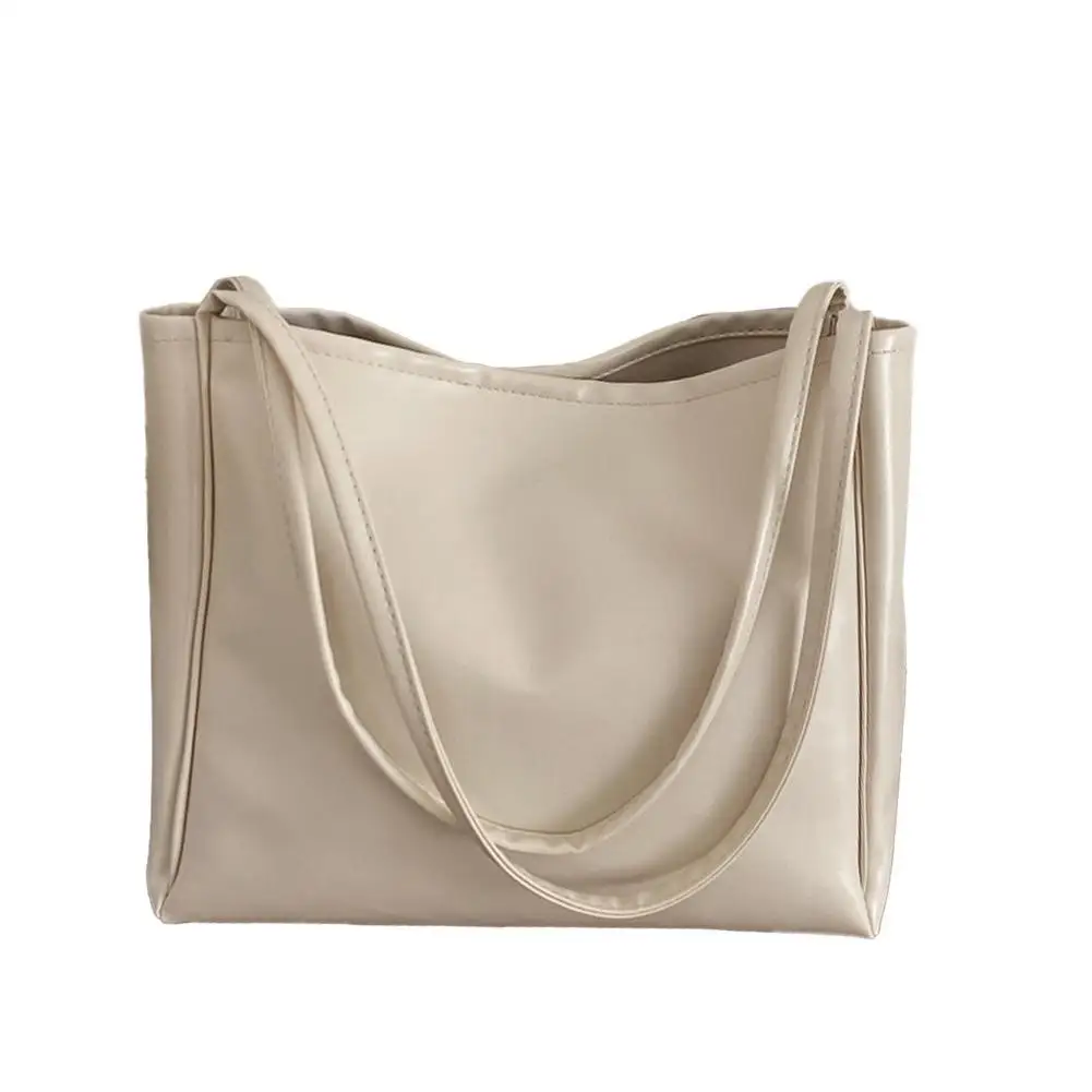 Женская большая сумка из мягкой кожи Классическая однотонная простая