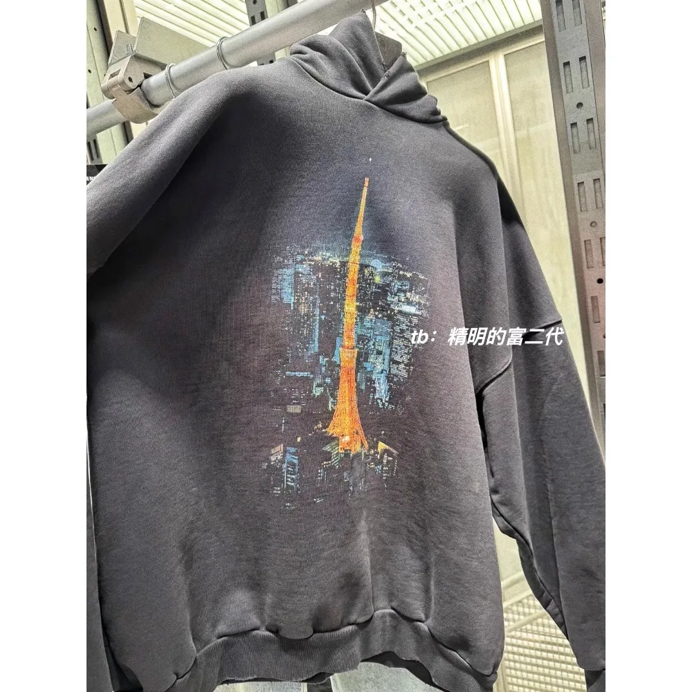 NIGO Мужская винтажная толстовка с капюшоном и принтом Tower City High Street в стиле хип-хоп