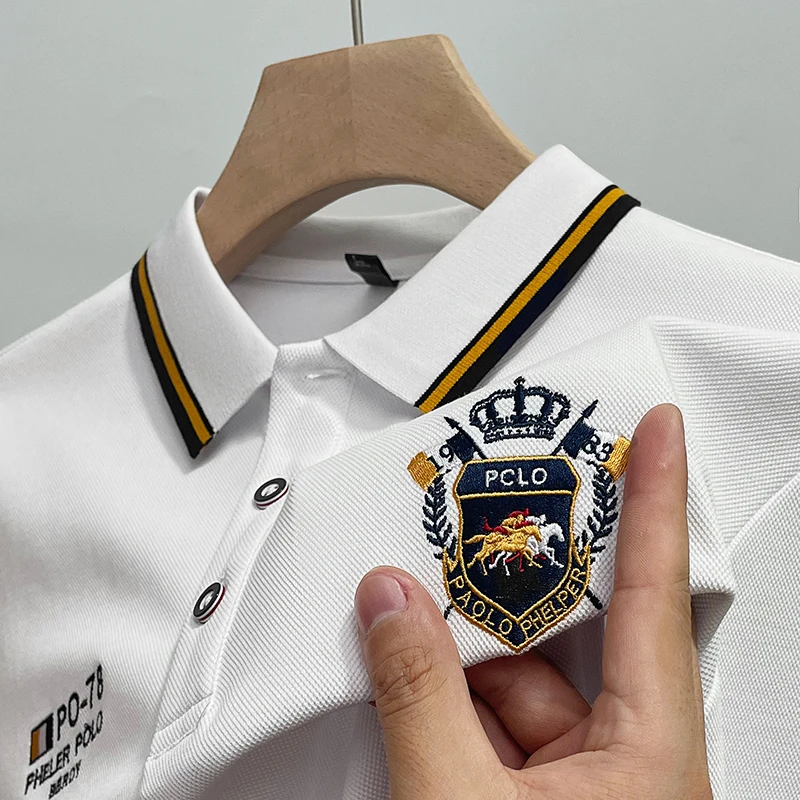 

Luxury Brand Polo Shirt 2023 Autumn Lapel Crown Embroidery Print Long Sleeve Fashion Trend Anti Wrinkle Business Men's Clothing
