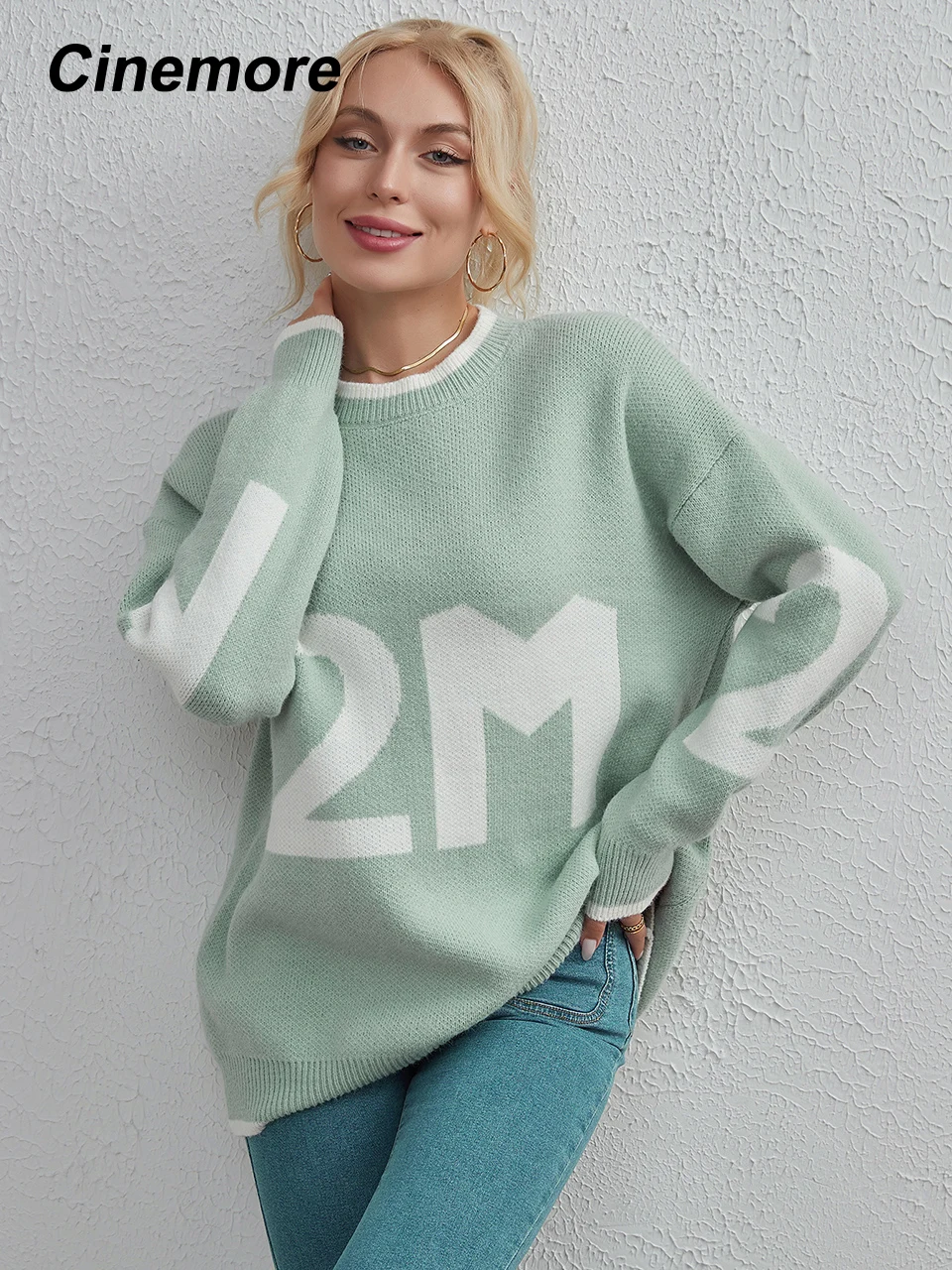Cinemore весенне-осенний женский свитер однотонный повседневный пуловер большого