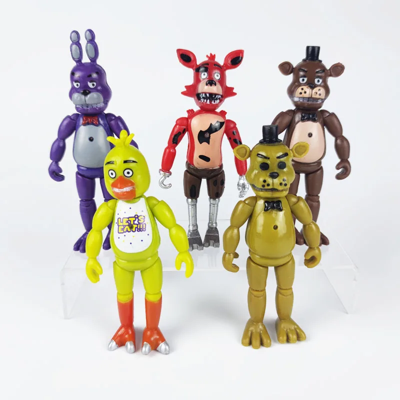 

5pcs/lot Anime Figure Fnaf Cute Bonnie Bear Can Glow Freddy PVC Doll Collectible Figurine Toys