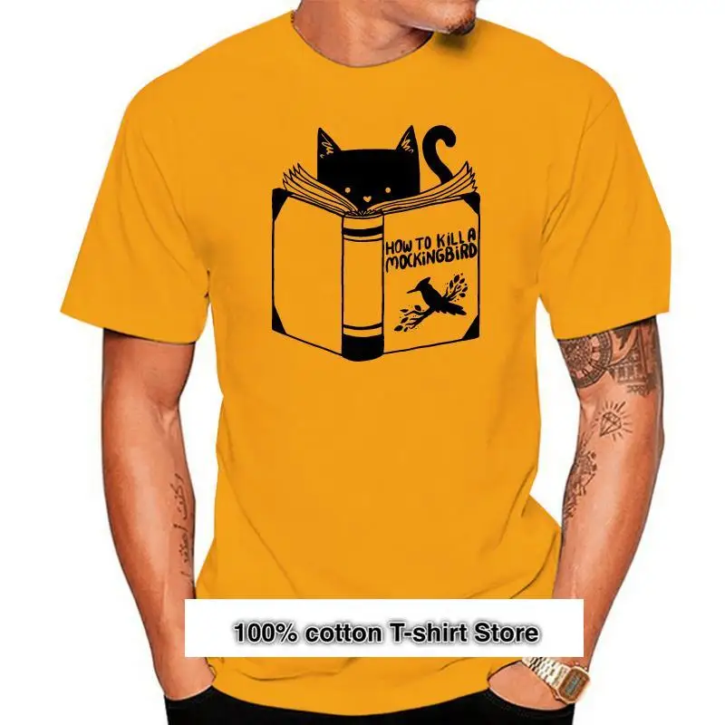 

Camisetas a la moda para hombre, camisas informales de manga corta de algodón puro, con cuello redondo, lector de gatos negros