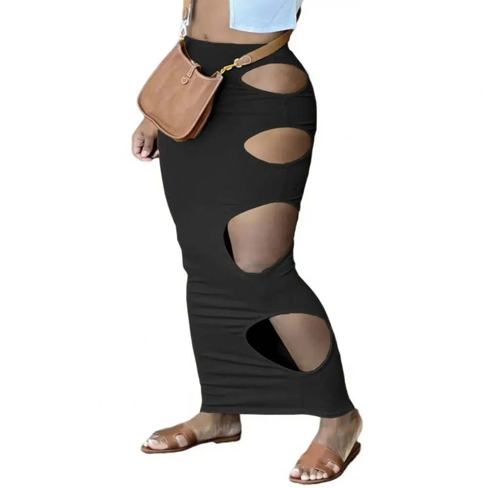 

Side Cutout Skirt Chic Sexy Women's High Waist Hollow Out Skirts for Spring Fall Slim Fit Ankle Length for Club Party Wear