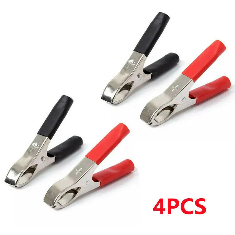 

4Pcs 30A 75mm Crocodile Alligator Clips Car Caravan Van Battery Test Lead Insulated Clips Alligator Clips Connector Plug Power
