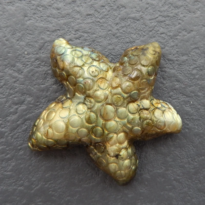 

Natural Gemstone Labradorite Hand Cutting Carved Pendant starfish Lucky Jewelry Flatback Diy Necklace Accessorie38x10mm17g