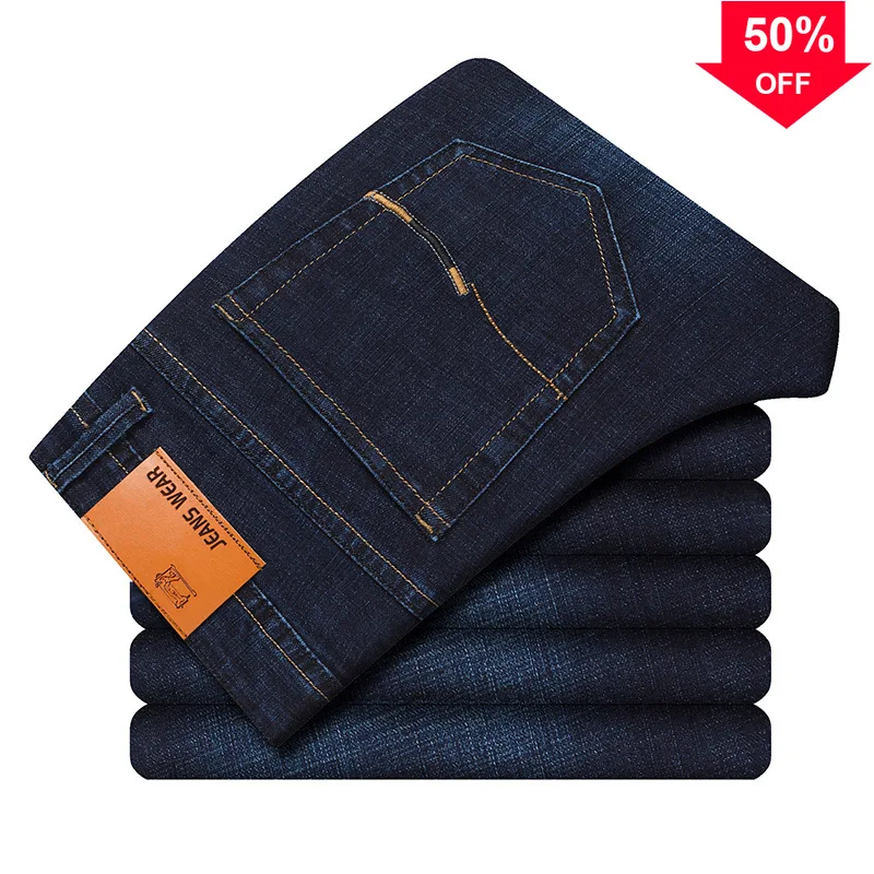 

Black Distressed Jeans Blue Men's Fashion Jeans Business Casual Stretch Slim Jeans Trousers Denim Pants Male Urban Clothes 28-40