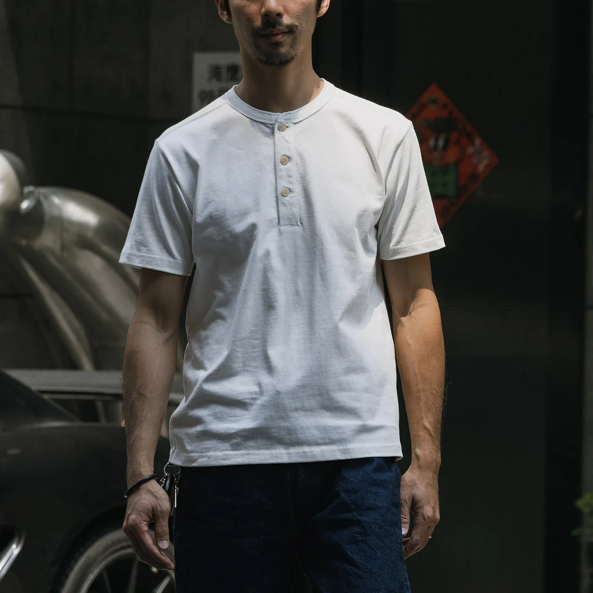 Классические рубашки Bronson Henley американская повседневная мужская футболка с