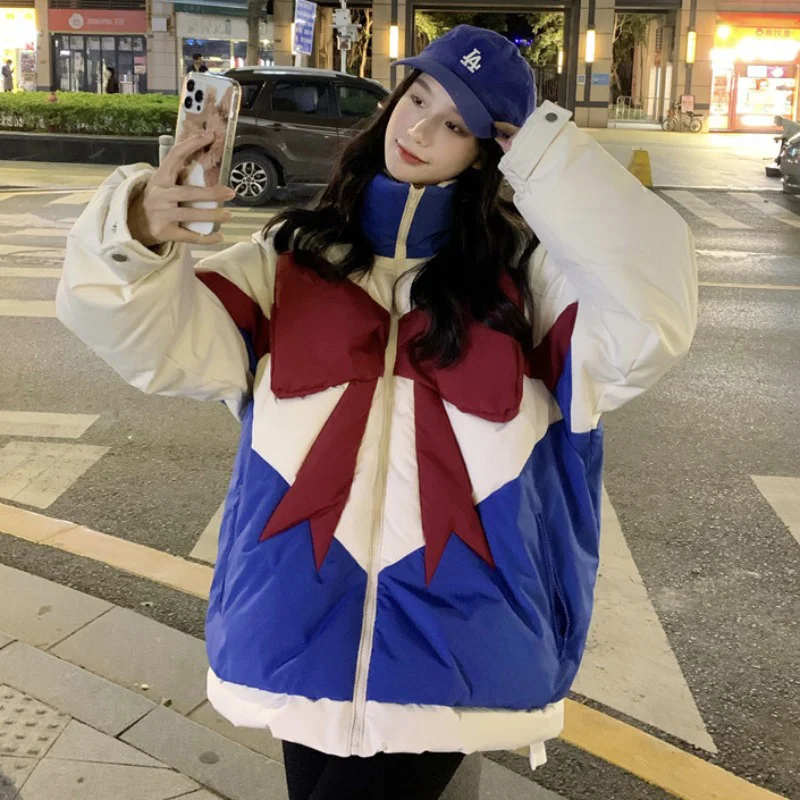 

Winter down jacket women's short 2022 new white duck down Christmas bow design sense small Korean version coat