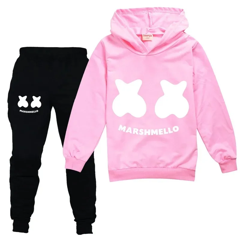 Фото Комплект одежды DJ Marshmello 26Y, комплекты одежды для малышей, толстовки для подростков, брюки, спортивные костюмы из 2 предметов K7IB1 №1