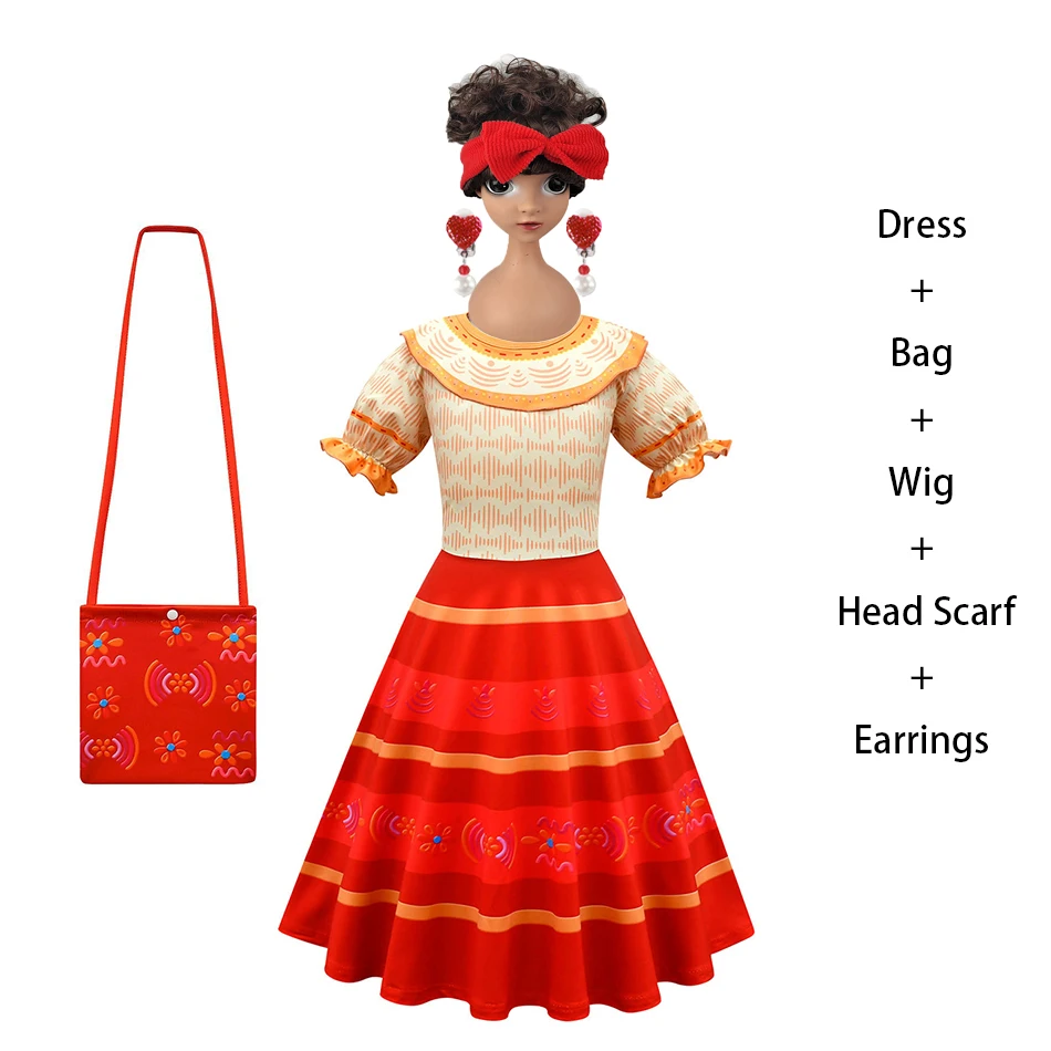 Disney ENCANTO Robe Isabela Cosplay Costume For Girl Mirabel Dolores Princess Dress Baby Fancy Birthday Carnival Party Clothing