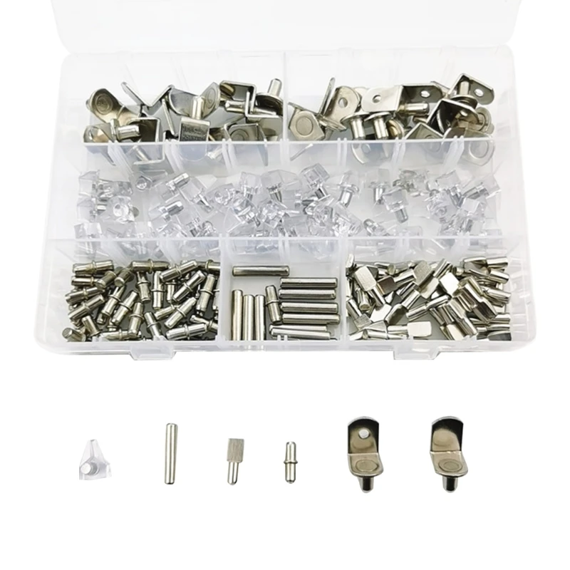 

160pcs 6 Styles Cabinet Shelf Support Bracket Pegs Kit Furniture Pins Hardware