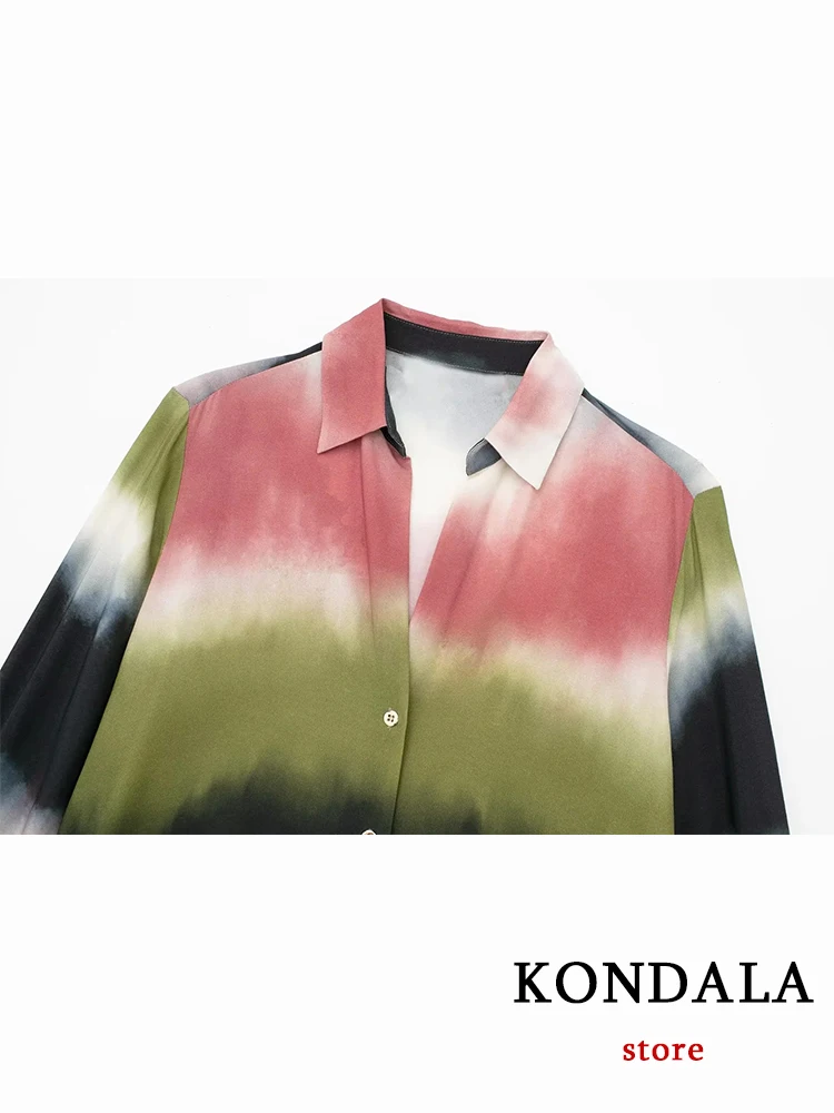 Женский винтажный костюм оверсайз KONDALA Повседневная рубашка с длинным рукавом и