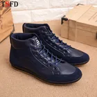 Сверхлегкие мужские кожаные кроссовки, дышащая мужская обувь, высокие, большие размеры 46, синие, Y6, весна