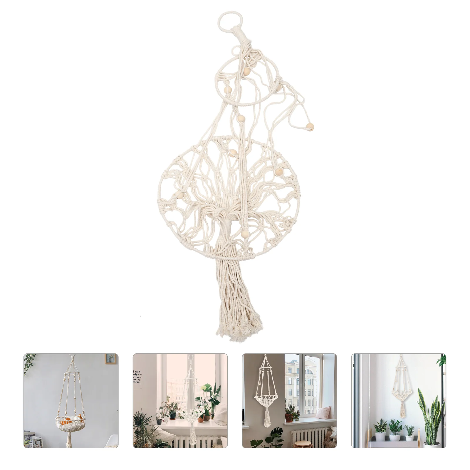 

Cat Hanging Bed Hammock Macrame Pet Swing Shelf Wall Handwoven Style Bohemianperch Window Tapestrybasket Cage Knittedwoven