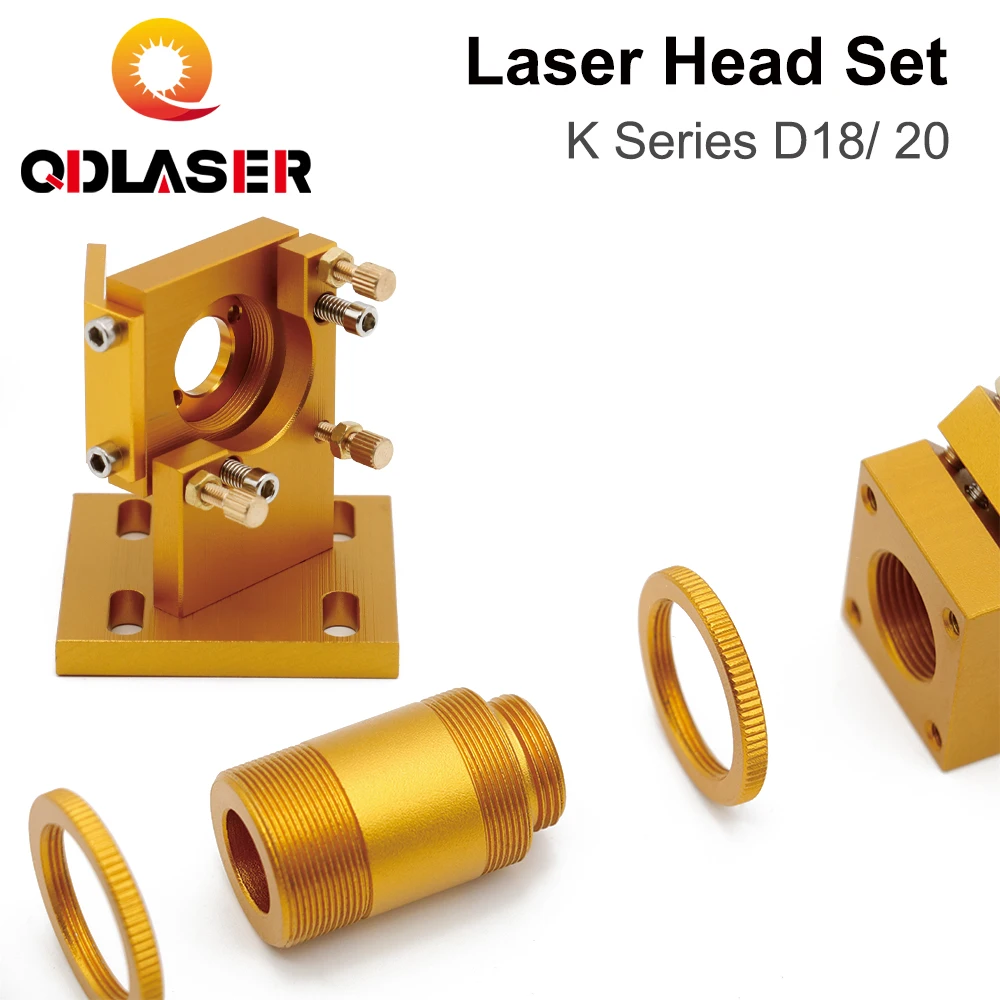 QDLASER CO2 Laser Head Set K Series Gold Color D12 18 20 FL50.8mm Lens for 2030 4060 K40 Laser Engraving Cutting Machine images - 6