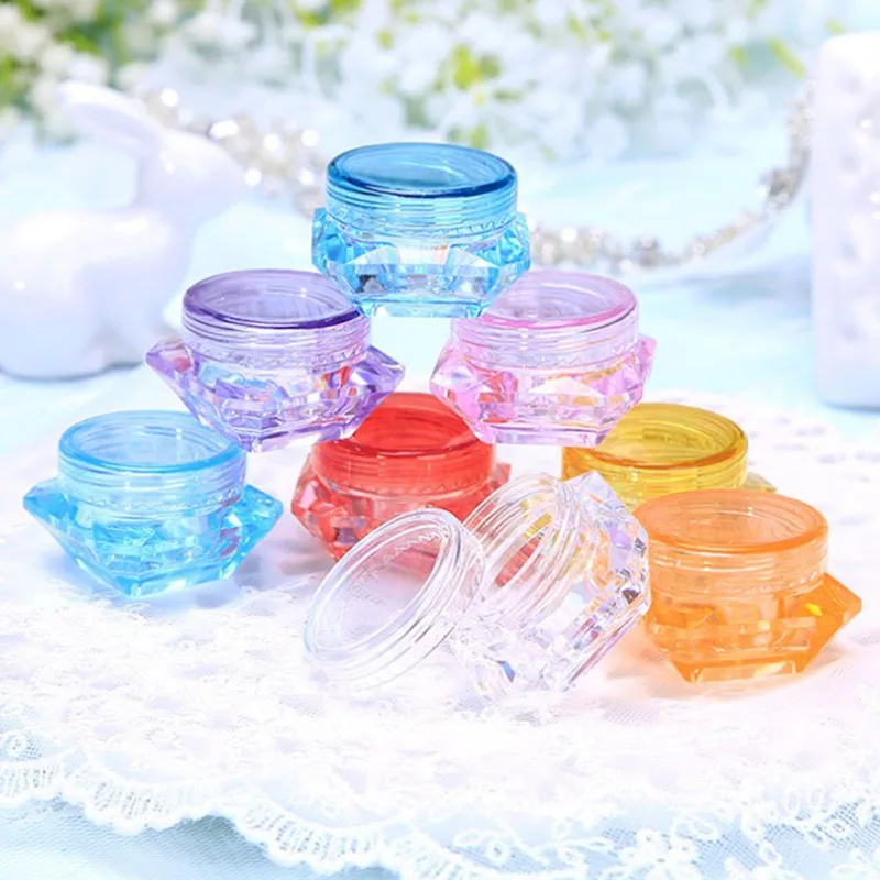 

10Pcs 5g Empty Travel Plastic Square Cosmetic Jar Skin Care Container Bottle Face Cream Sample Vials Pot Nail Art Gel Pack