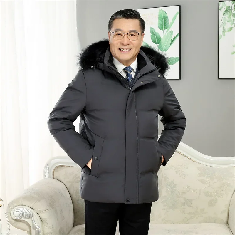 -30 градусов белая куртка на гусином пуху парки мужские ветрозащитные утепленные