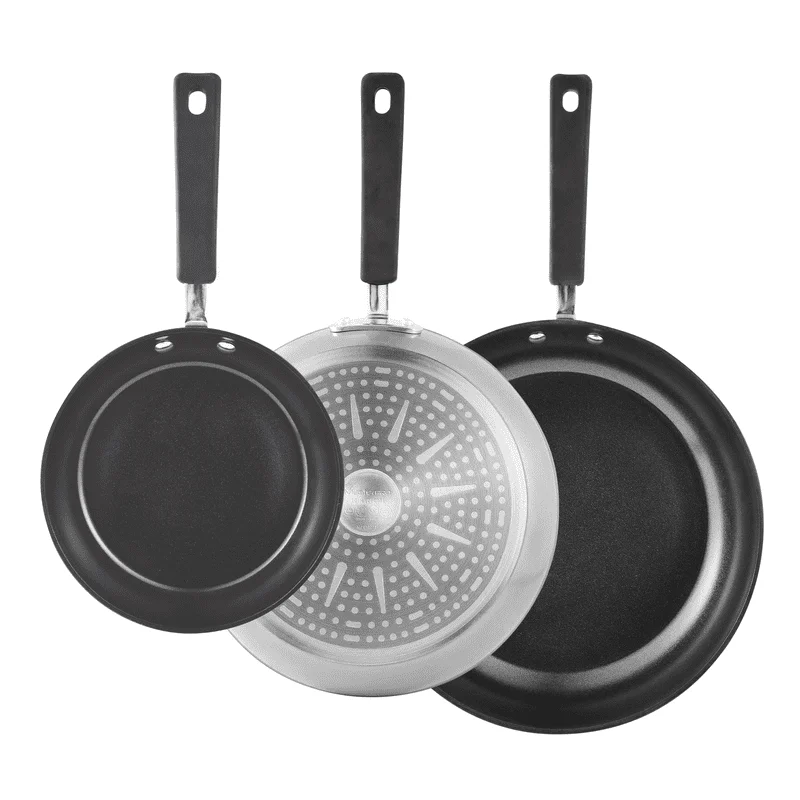 

2023 New NEW by - 3 Pc, 8", 10" & 12" Forged Aluminum Nesting Fry Pan Set with Ceramic Non Toxic Non Stick Interior, 3 Pieces,