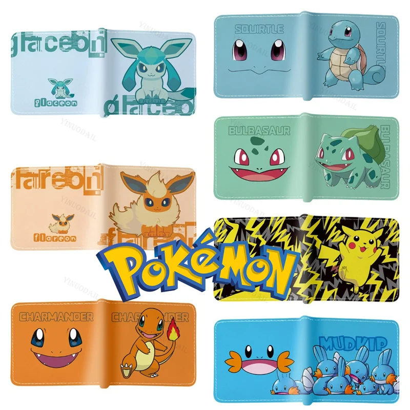 

Pikachu Pokemon Wallet Anime Card Holder Short Student Bulbasaur Clutch Coin Purse Money Clip Holder Packet Wallet Purse Pouch