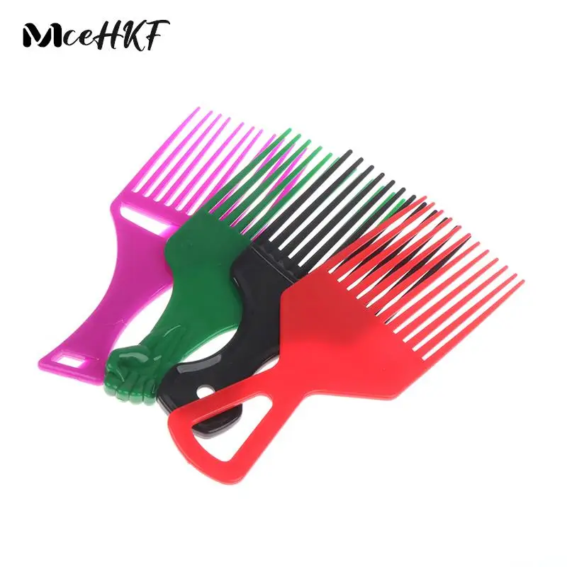 

1Pcs Wide Teeth Brush Pick Comb Fork Hairbrush Insert Hair Pick Comb Plastic Gear Comb For Curly Afro Hair Styling Tools
