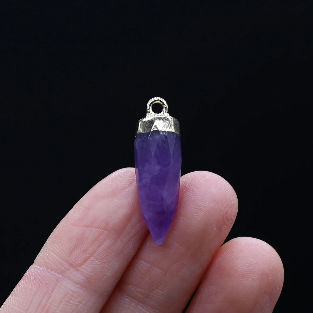 

Charms Natural Amethysts Rose Quartzs Pendant Cone Shape Natural Tiger Eye Stone Pendant for Making DIY Jewerly Necklace 8x25mm