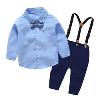 Ins Style Boy's Clothing Suit 2022 New Gentleman Bib Suit Long Sleeve Bow Tie Baby Boy Clothes Set