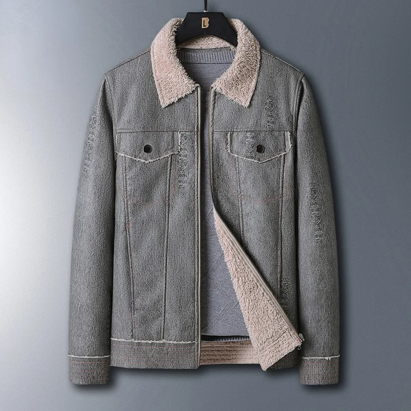 

Мужская демисезонная куртка из искусственной кожи с подкладкой из овечьей кожи