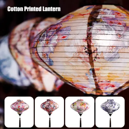 

12/14inch Retro Chinese Silk Fabric Lanterns Mid-autumn Outdoor Wedding Hanging Party Spring Festival Celebration