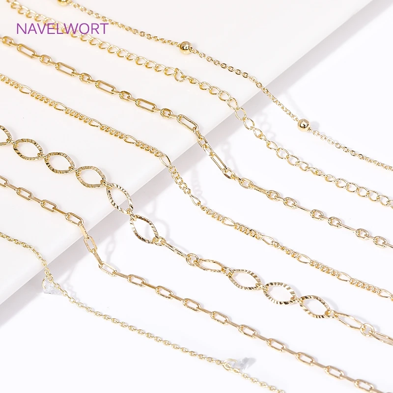 Wholesale Multi Styles Metal Bulk Chains 14K Gold Plated Brass Spool Chains For Jewelry Making DIY Necklace Bracelet Materials