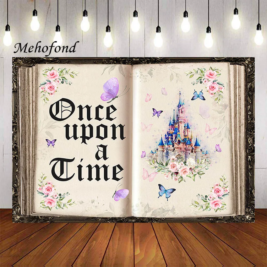 

Mehofond Photography Background Once Upon a Time Books Castle Floral Princess Birthday Party Wedding Decor Photo Backdrop Studio