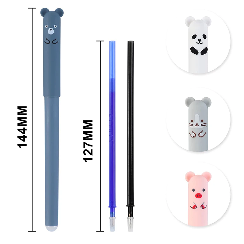 20Pcs Bear Erasable Pendant Gel Pen Cartoon Animal Creative Thermal Pens