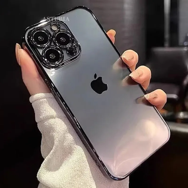 Transparent Protective Anti-Scratch Not Yellowing Case for iPhone 16 15 14 13 12 11 Pro Max Plus Compatible Colorful Cover