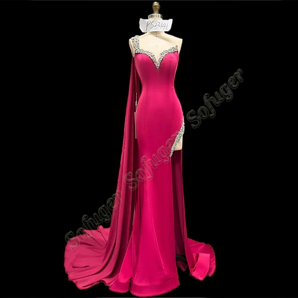 

SOFUGE One-Shoulder Gorgeous Sparkly Mermaid Evening Dresses For Women Floor Length Prom Dresses Custom Made Robes De Soirée