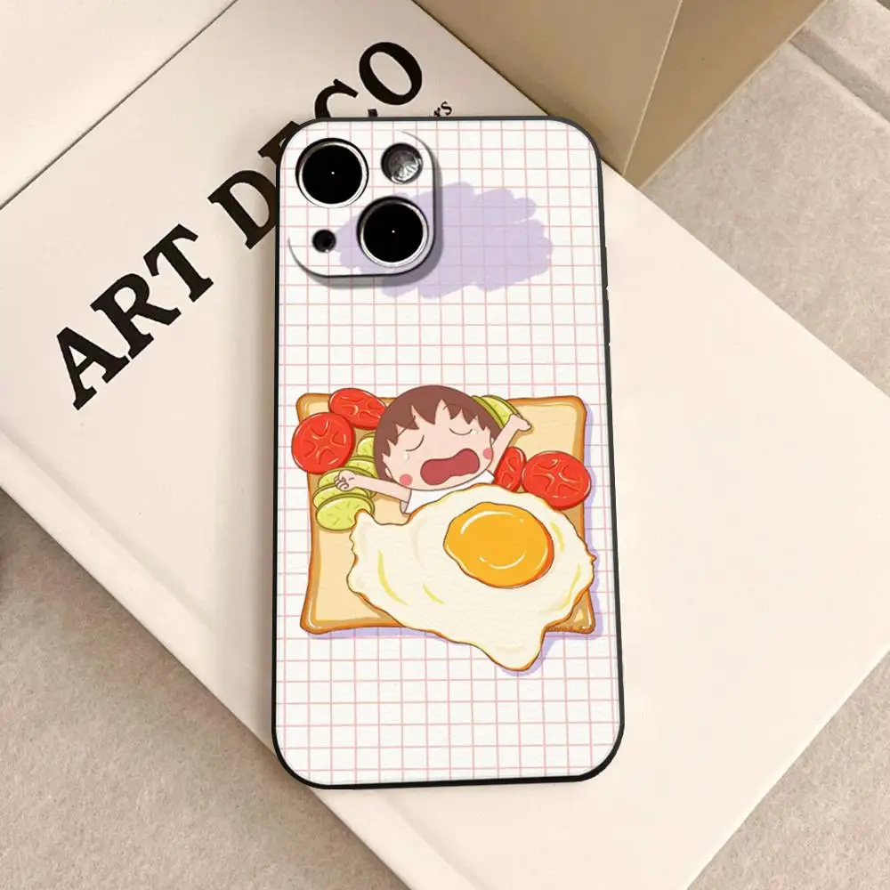 Фото Чехол для телефона HD Cartoon Anime C-Chibi M-Maruko-chan Slim черный, подходит для iPhone 17, 16, 15, 14, 13, 11, X, Xr, Xs Max, Pro Max, Plus, 13 Mini №1