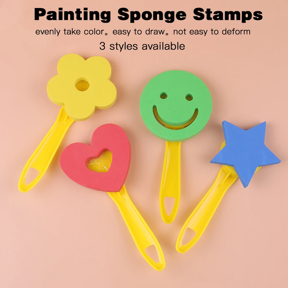 

4pcs High Quality EVA Sponge Stamp Set Creative Painting Paint Roller Brush Kids Toys Graffiti DIY Art Tools for Beginners