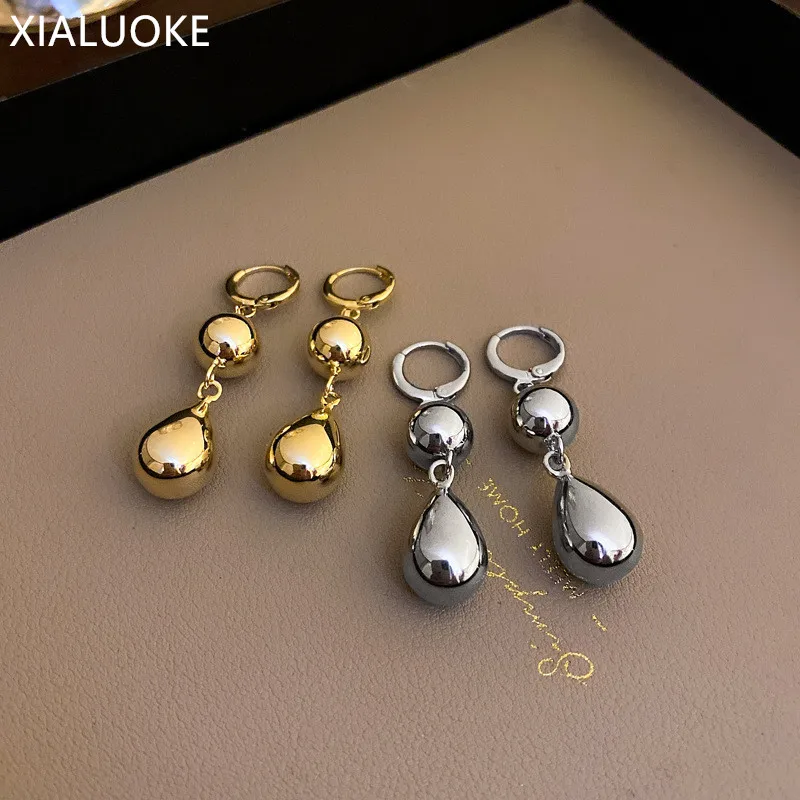 

XIALUOKE Punk Style Metal Geometric Round Water Drop Earrings For Women Fashion Simple Clip-on Earring Jewelry Accessories