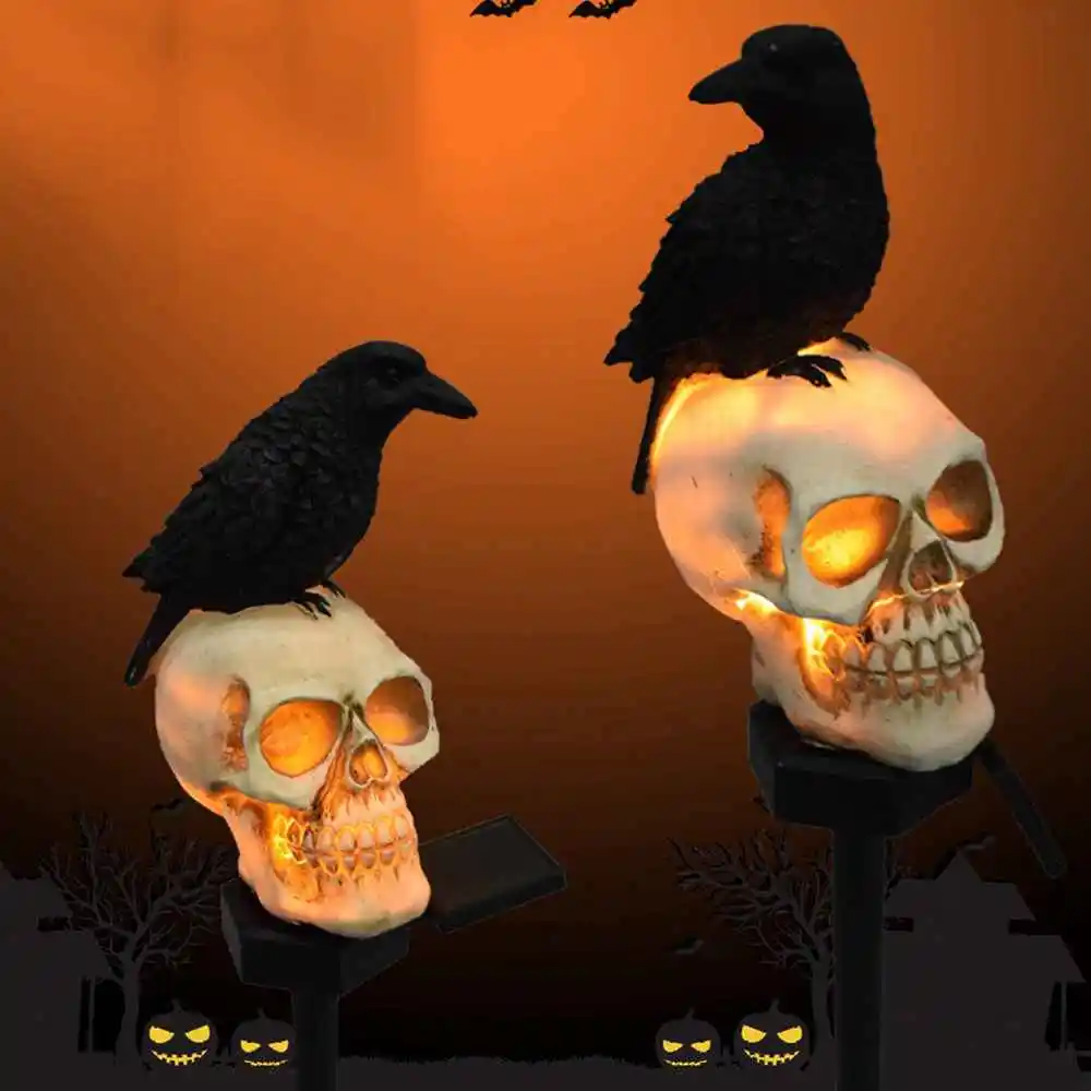 

2023 Halloween Outdoor Light Crow Skeleton Ghost Horror Hallowen Party Decoration for Home Garden Lawn Haunted House Scary Prop