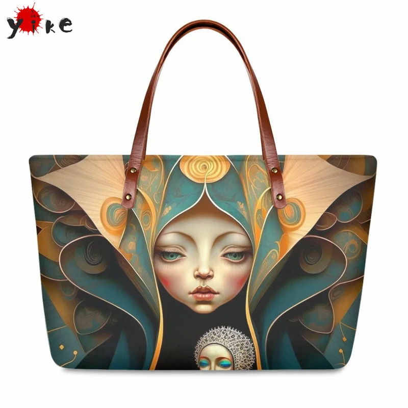 

Yikeluo Bolsa Feminina Bags For Women Sugar Skull Day Of The Dead Print PU Top-handle Female Gothic Luxury Shoulder Handbags