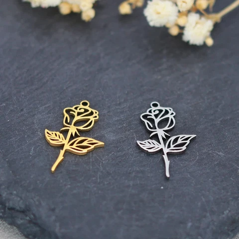 3 шт. подвески из нержавеющей стали в форме розы, лазерная резка, цветочные подвески для браслета, ожерелья, серьг, изготовление ювелирных изделий, подарок